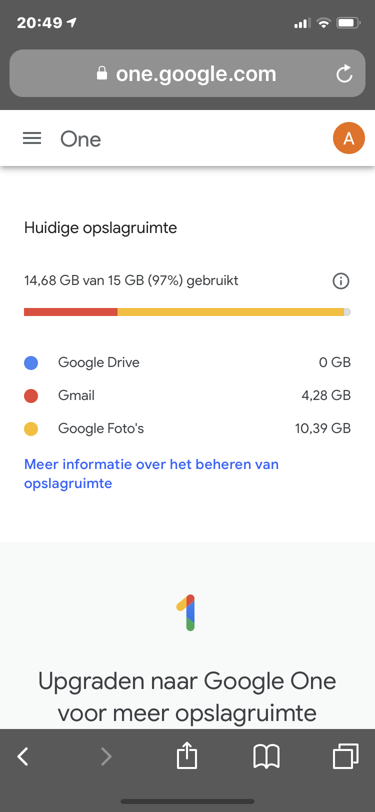 What is the maximum storage of Google Account?