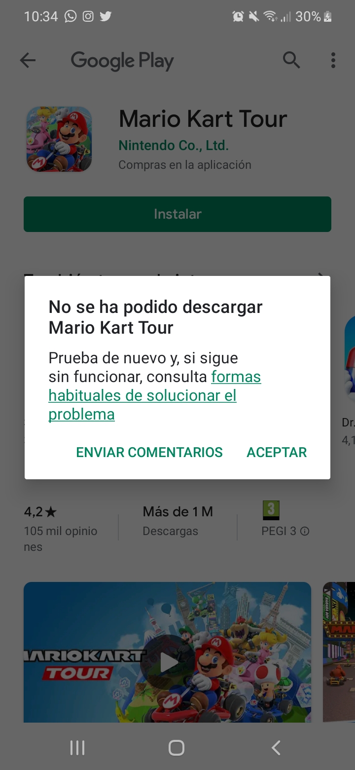 No puedo instalar Mario Kart Tour - Comunidad de Google Play