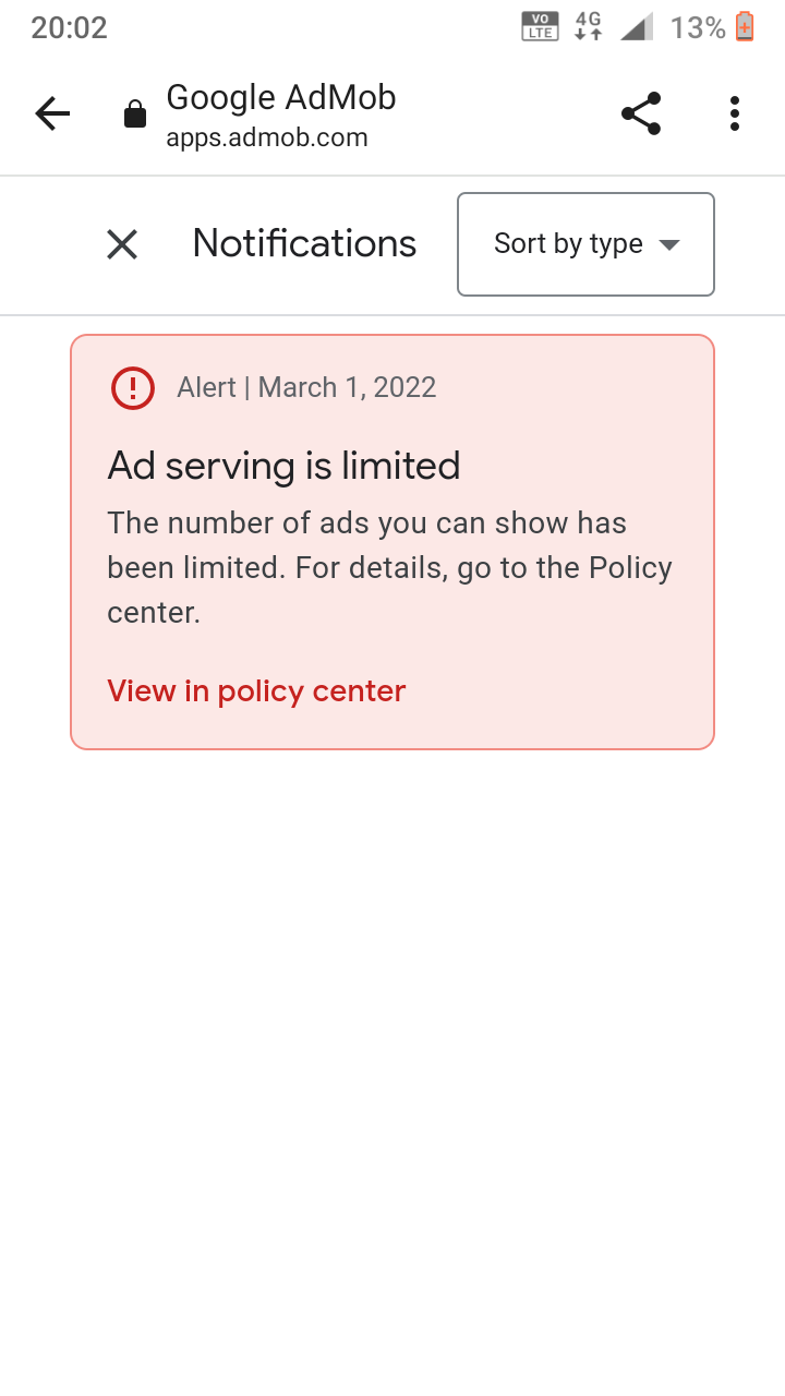 All apps are ready to serve ads, but AdMob still limiting the ads