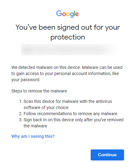 Google detects malware on my school account, but I don't remember installing a virus. Any tips? - Google Account Community