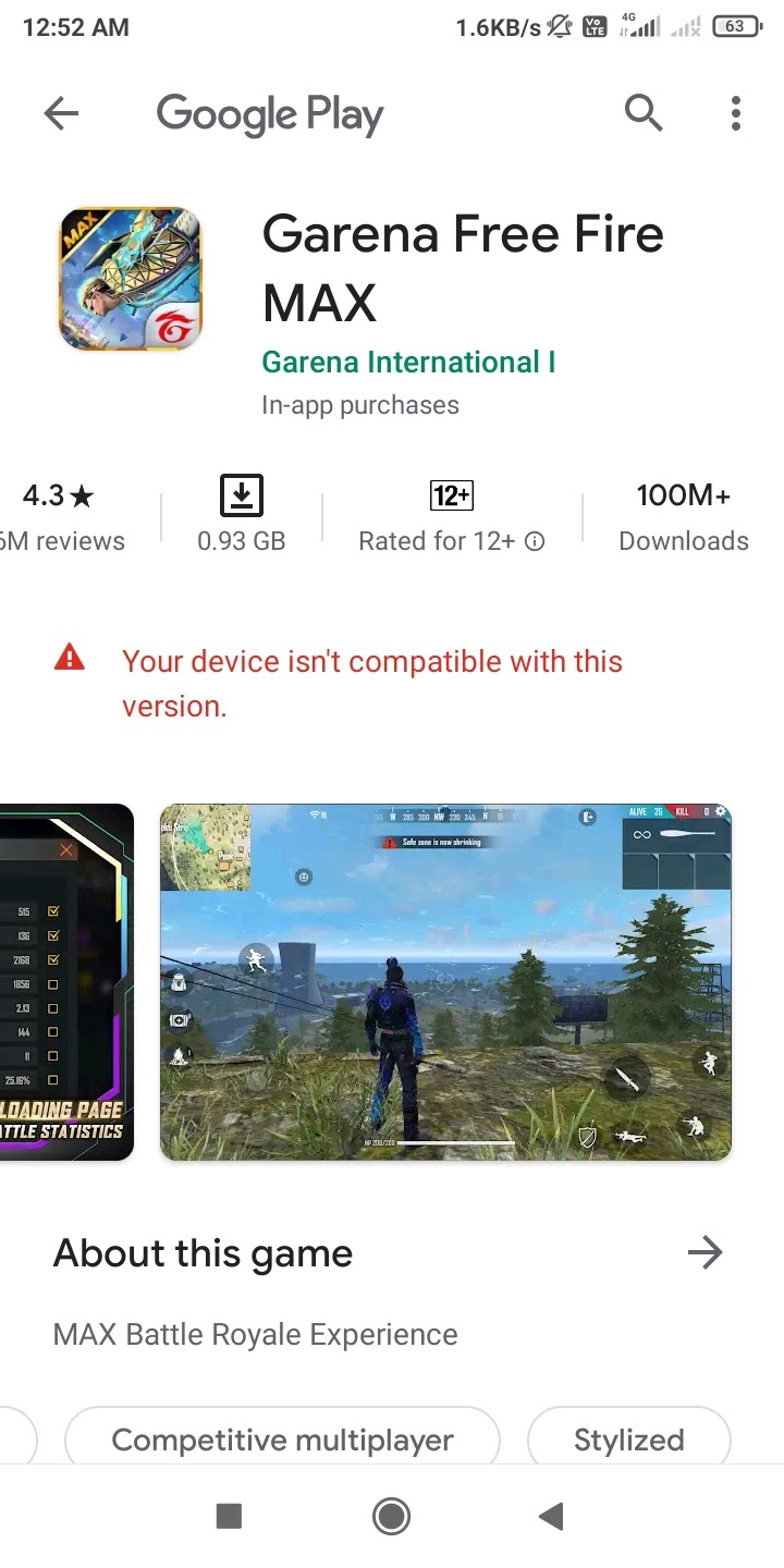 Ffree fire max not installed - Google Play Community