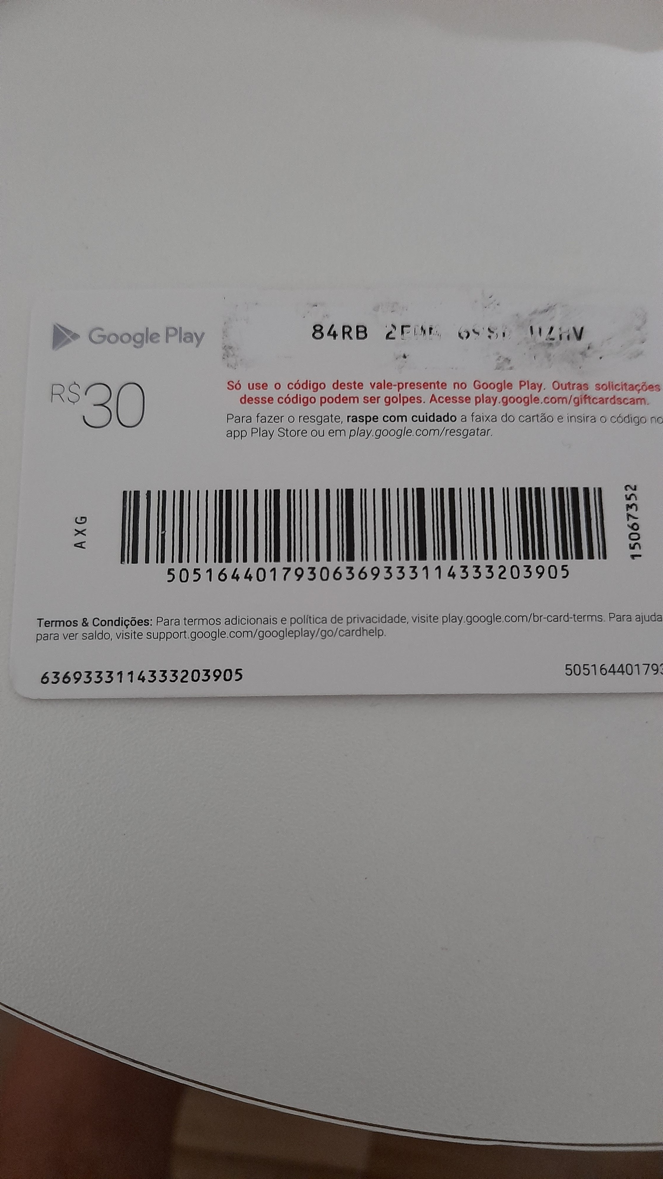 Como ler o código de um gift card danificado? - Comunidade Google Play