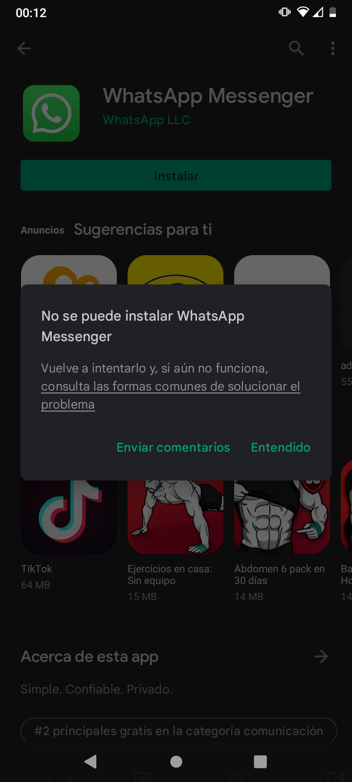 No puedo descargar whatsapp en play store - Comunidad de Google Play