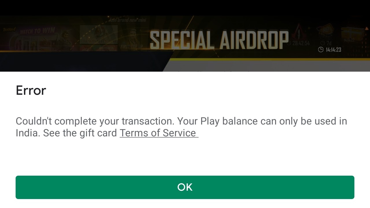 Free fire top up err transaction cannot completed - Google Play Community