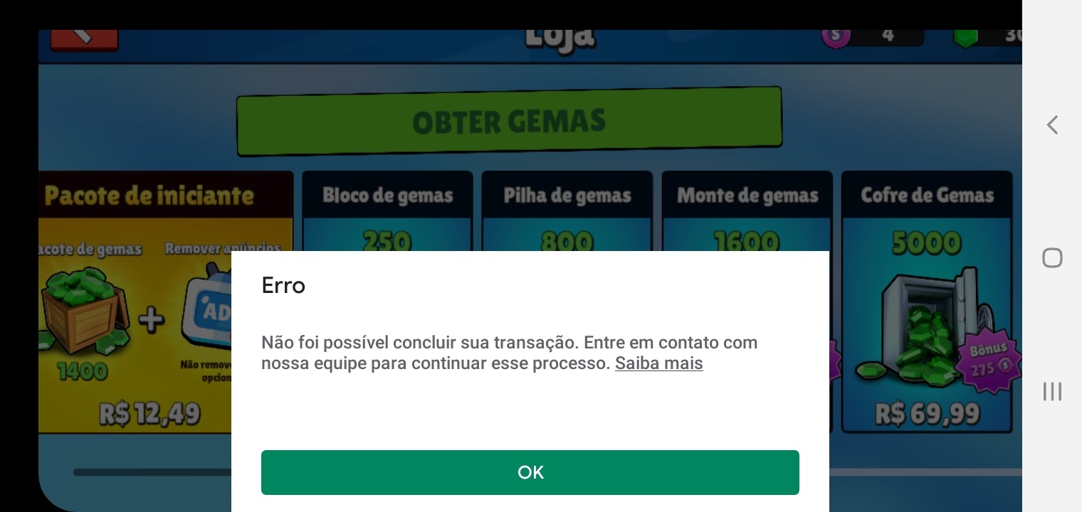 Não estou conseguindo fazer compras no jogo - Comunidade Google Play