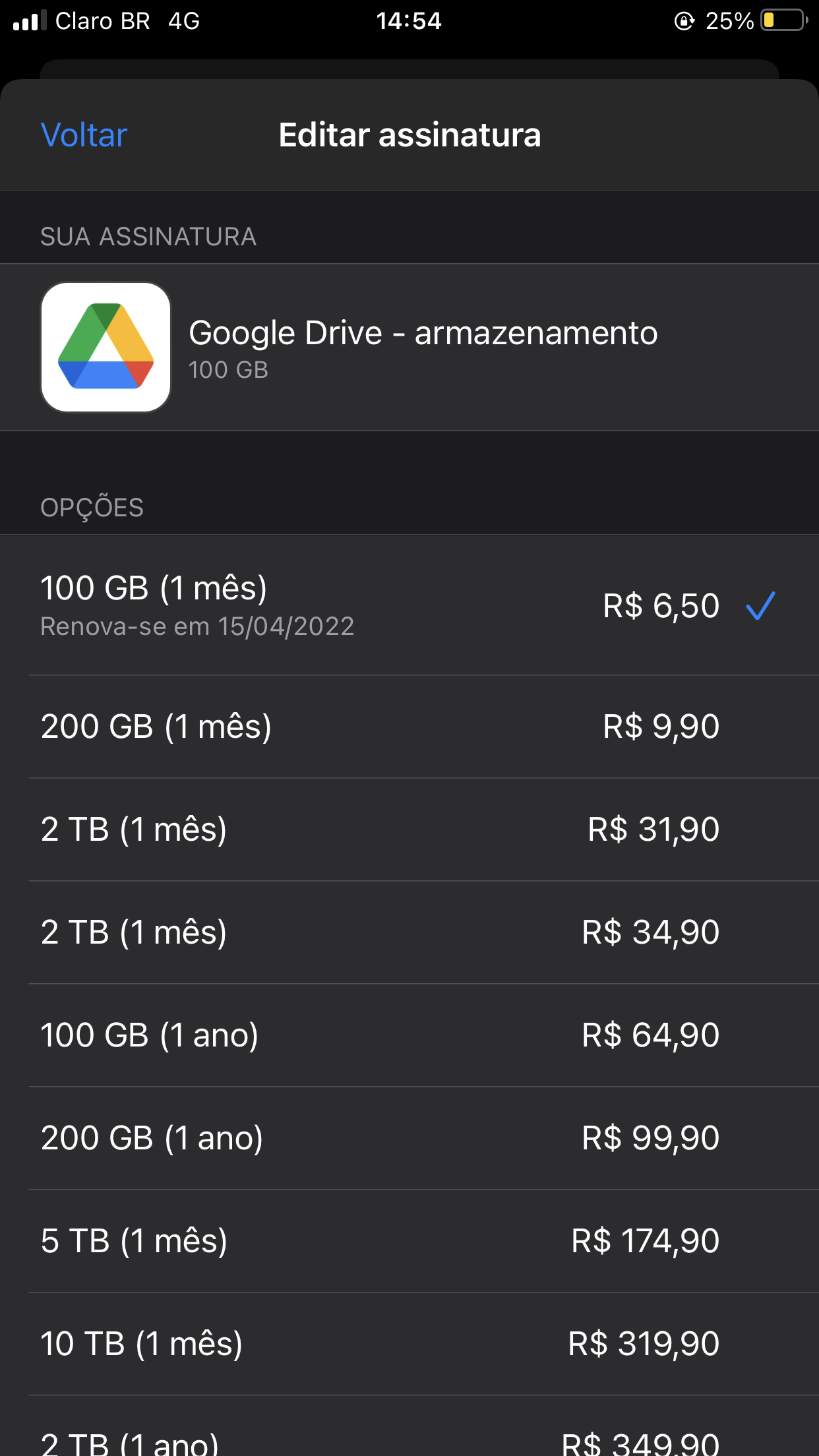 Comprei o plano de 200GB mas meu armazanemento no Google Drive