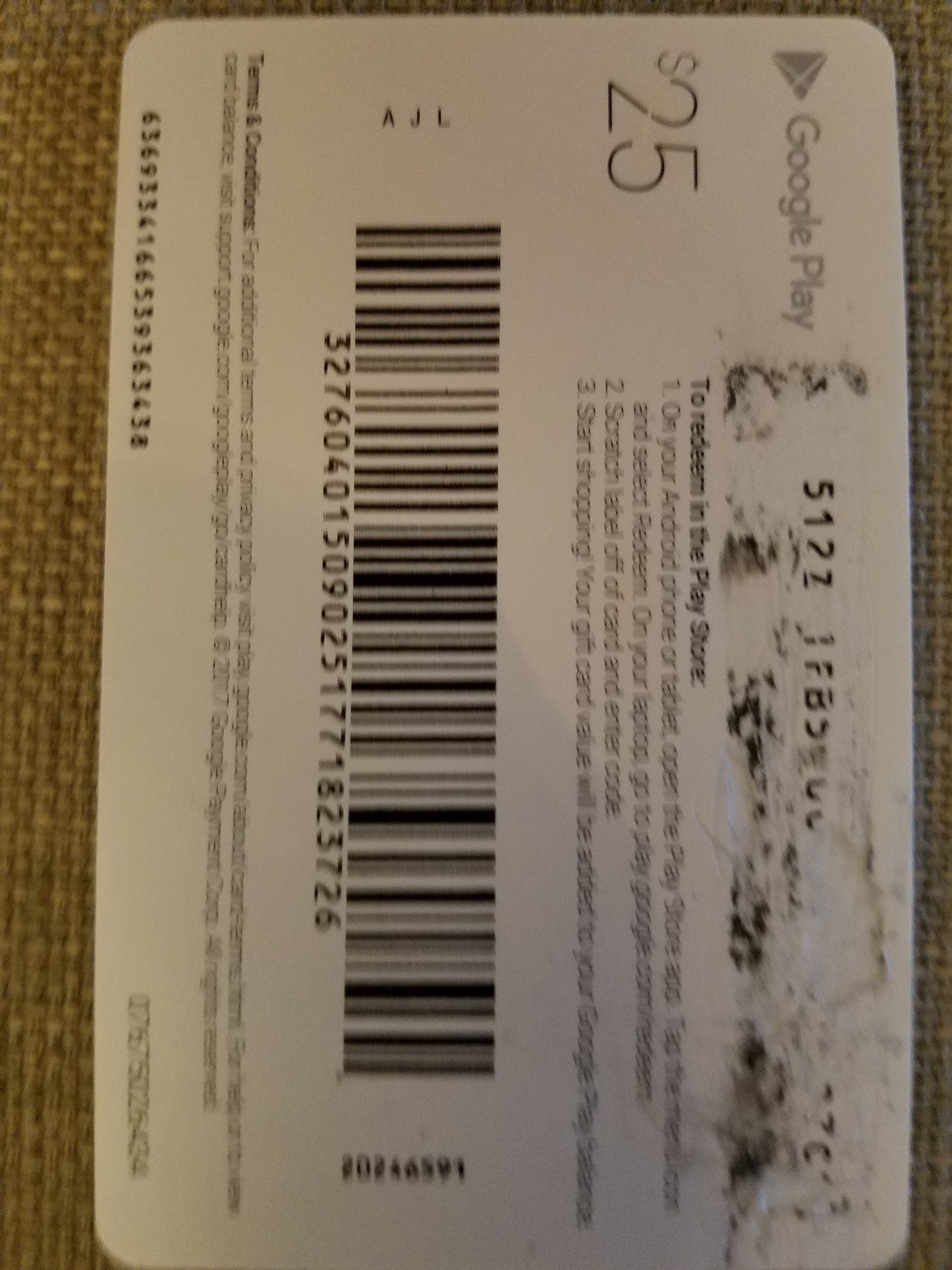 I pill off the code on my google play gift card - Google Play Community