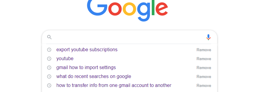 google recent searches search bar player virgin use