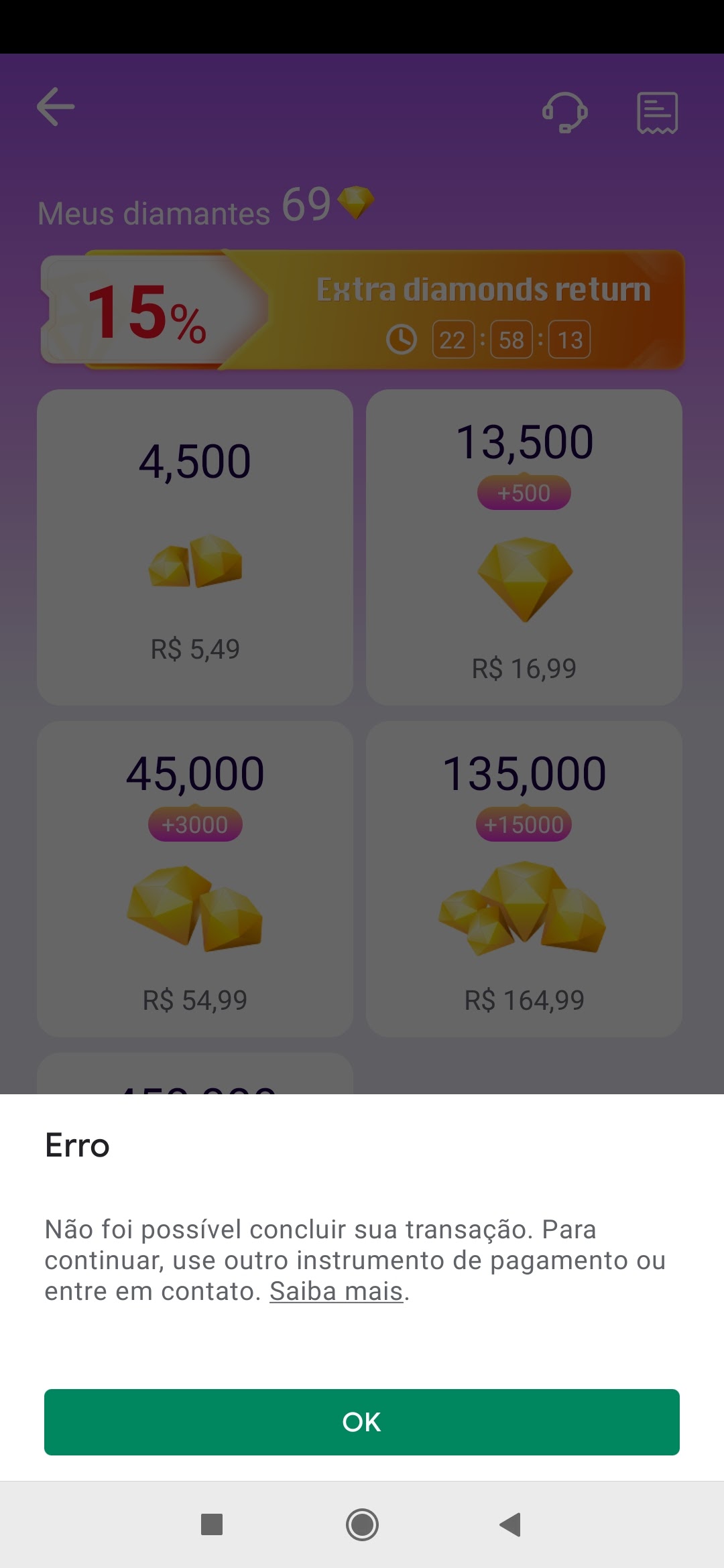 Não tô conseguindo comprar diamantes no kwai - Comunidade Google Play