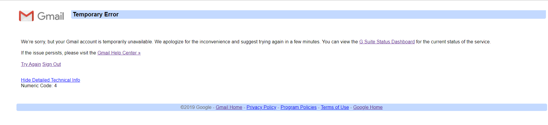 Gmail Temporary Error Numeric Code 4 Gmail Help