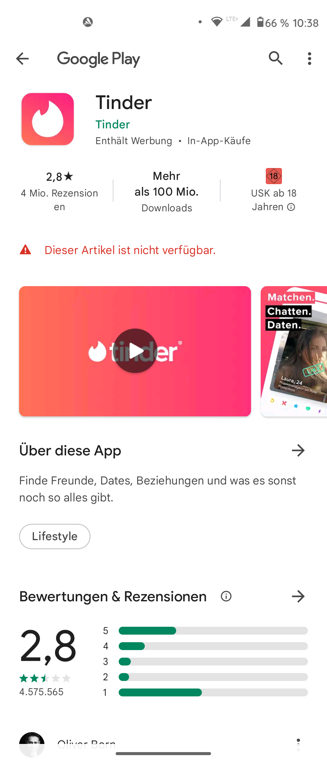 Es ist mir nicht möglich Tinder runterzuladen - Google Play-Community