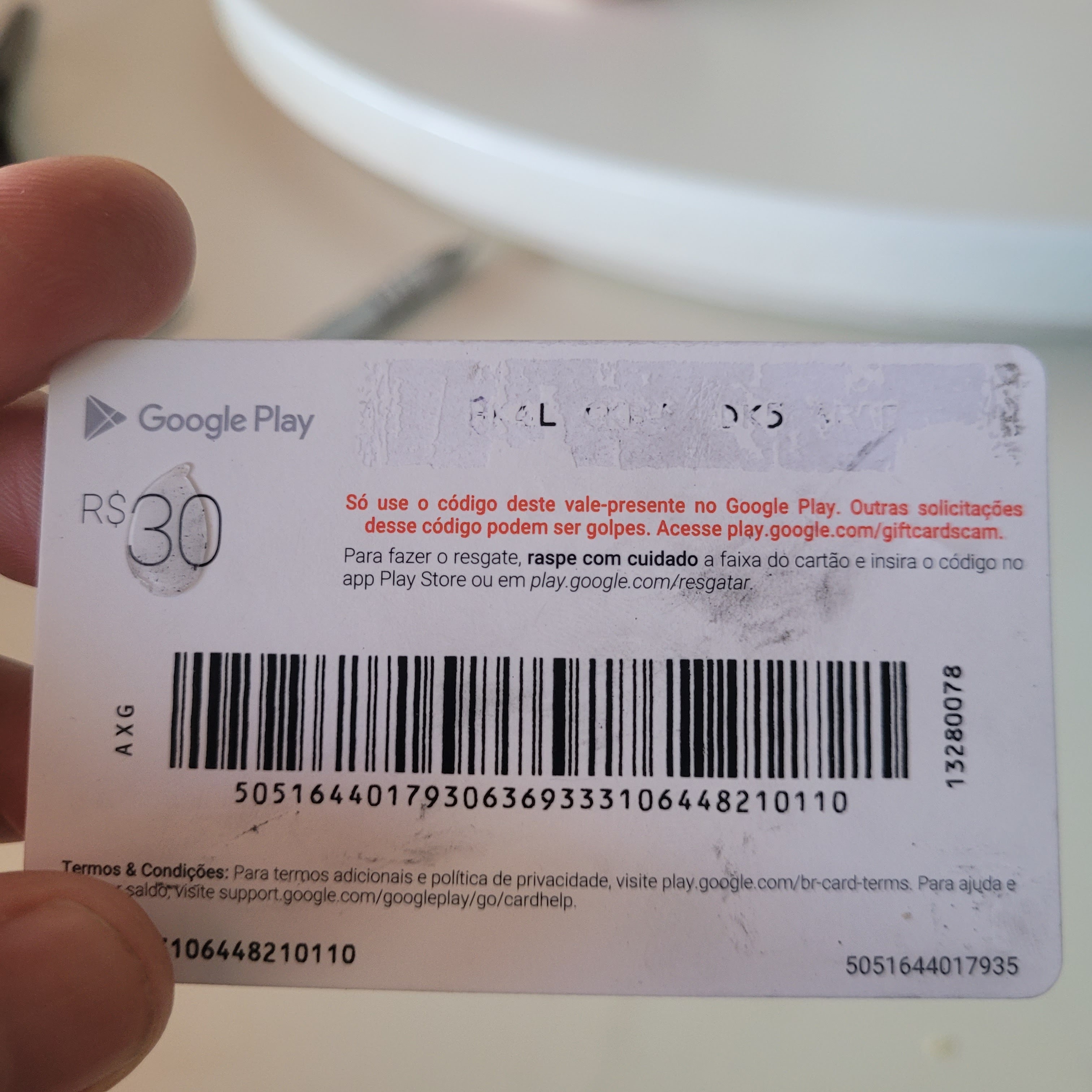 Como ler o código de um gift card danificado? - Comunidade Google Play