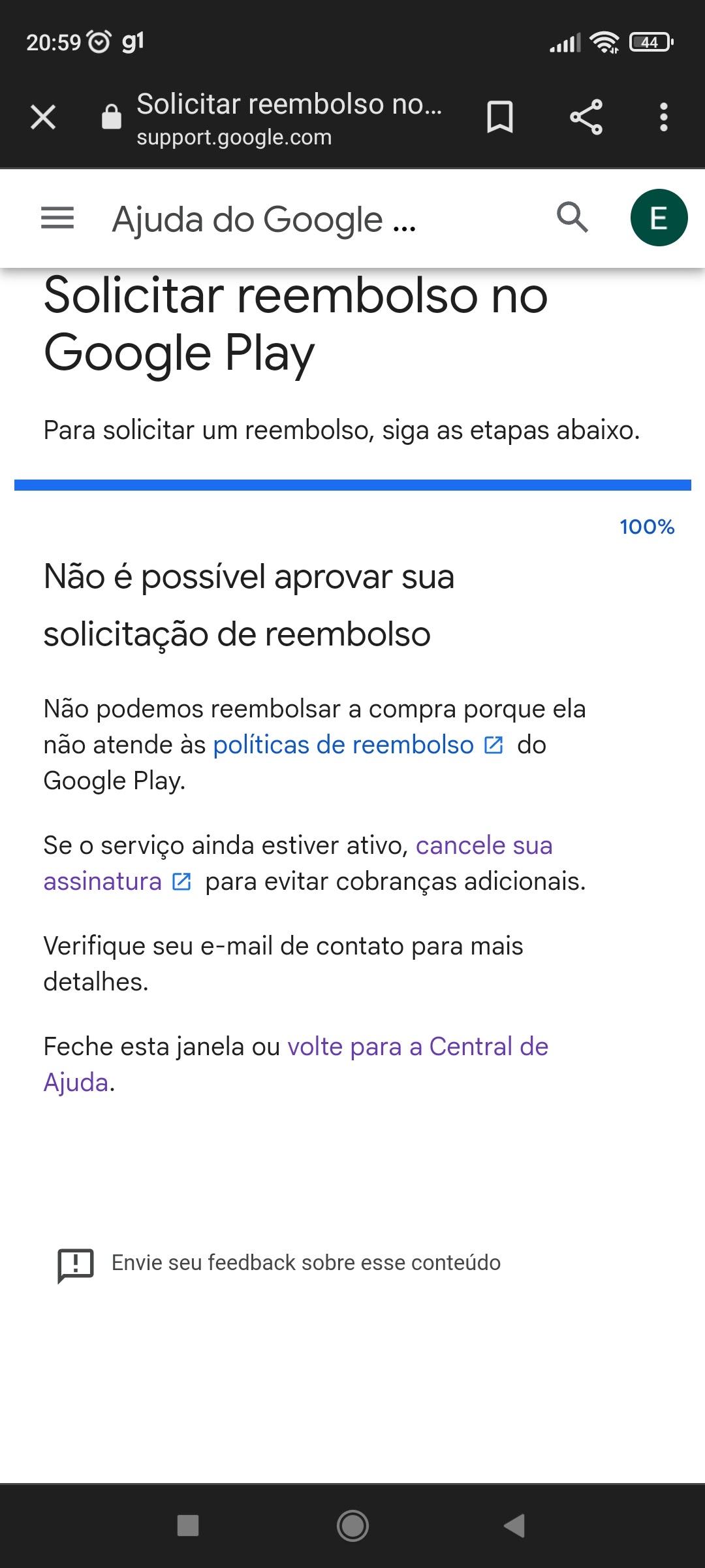 Reembolso do  prem - Comunidade Google Play