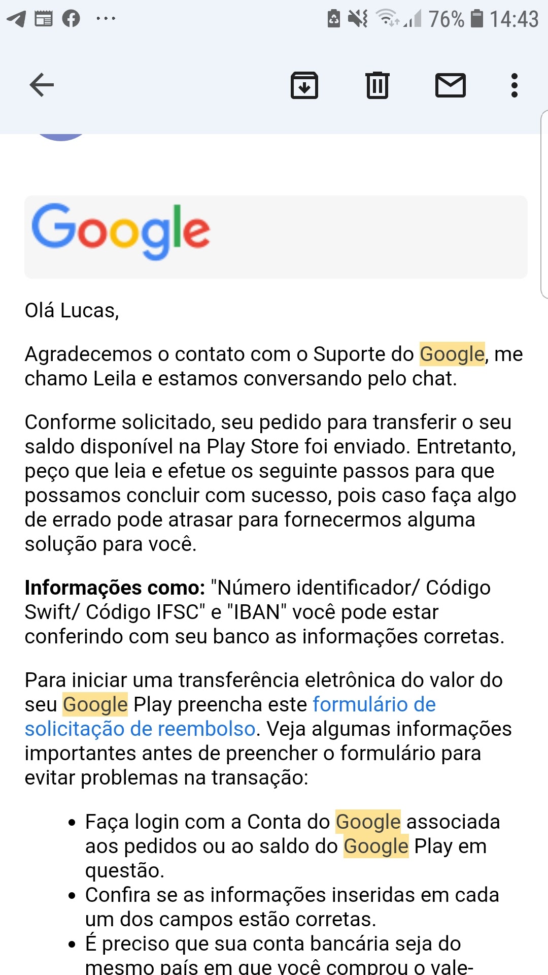 Reembolso! - Comunidade Google Play