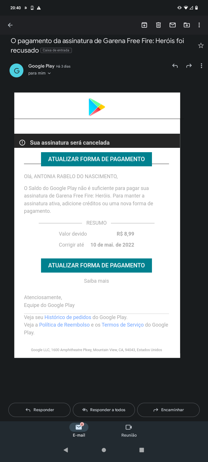 PAGUEI A ASSINATURA NO FREE FIRE MAIS AQUI ESTÁ DIZENDO QUE TEM REEMBOLSO,MAIS  NÃO PEDI NENHUM REEMB - Comunidade Google Play