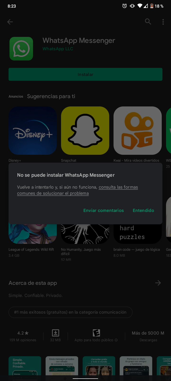 No puedo descargar whatsapp en play store - Comunidad de Google Play