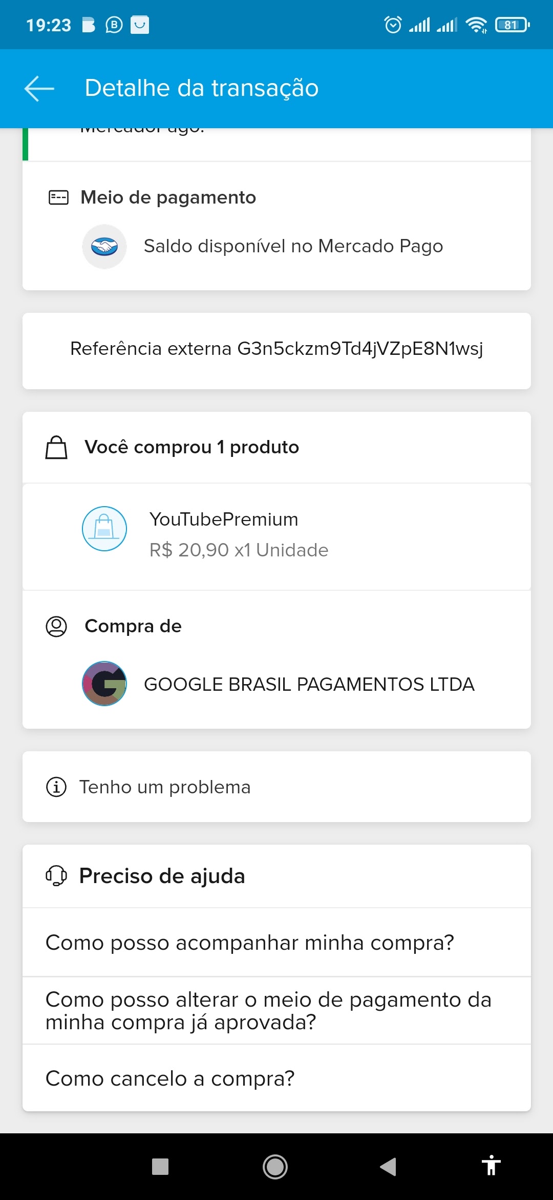 Reembolso do  prem - Comunidade Google Play