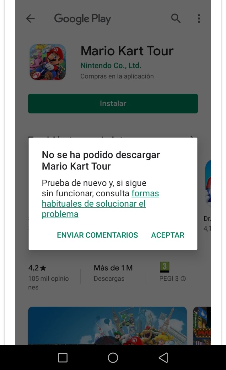 No puedo instalar Mario Kart Tour - Comunidad de Google Play