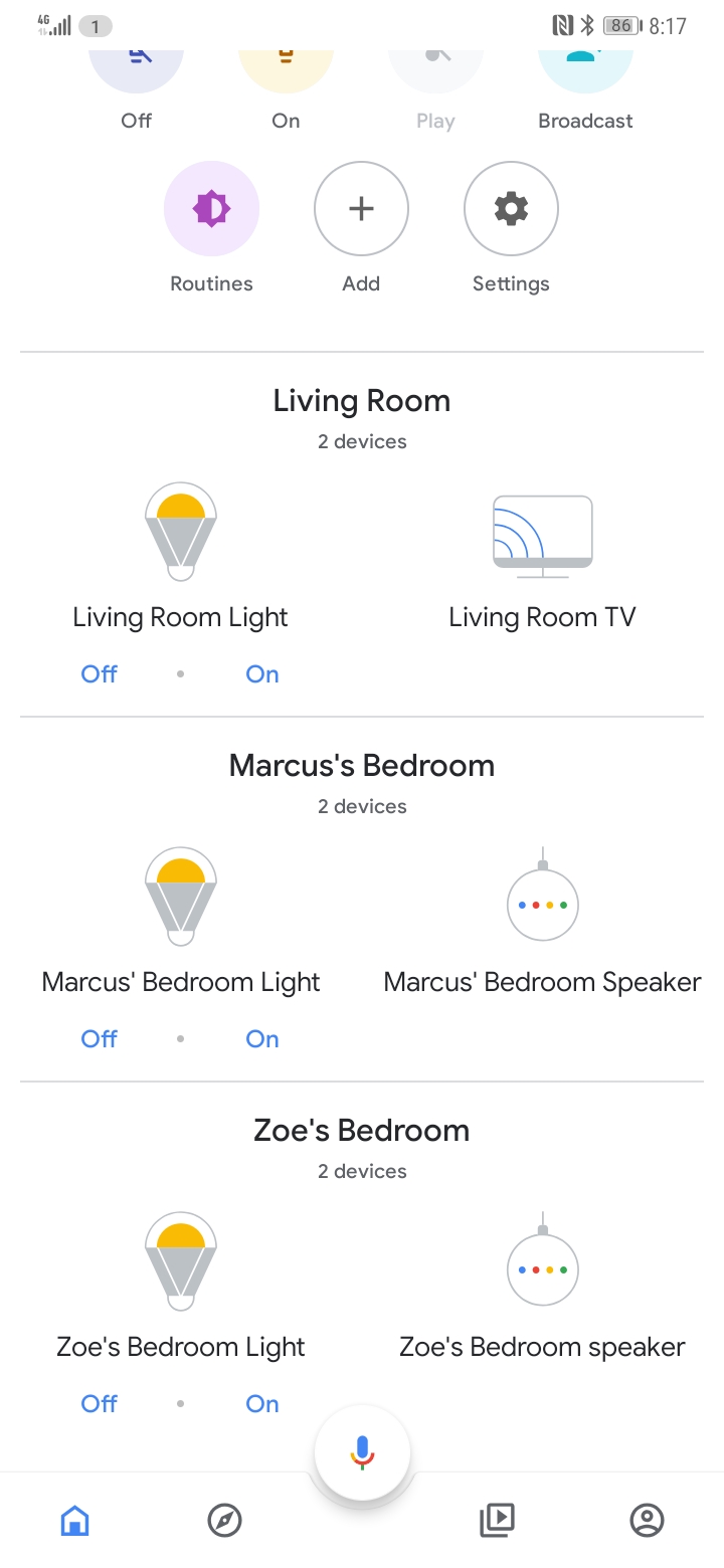 google home turns on all lights