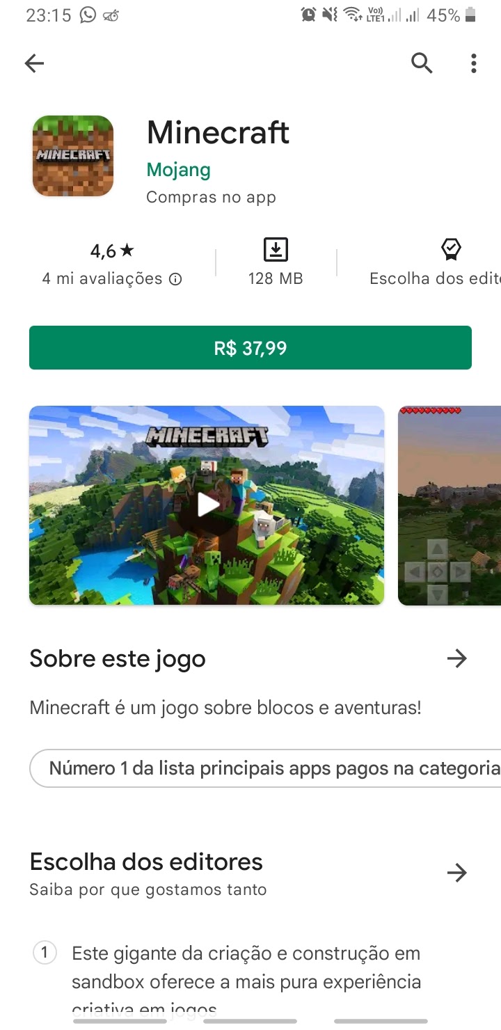 Minecraft de graça na Play Store? Saiba porque você não está