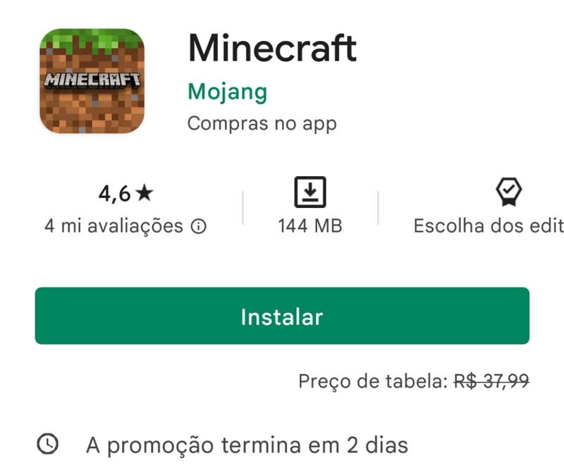 Problema de transferir o jogo minecraft da play store, já fiz as