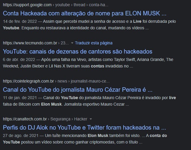 É possível ver o título ou até mesmo o canal do vídeo que foi