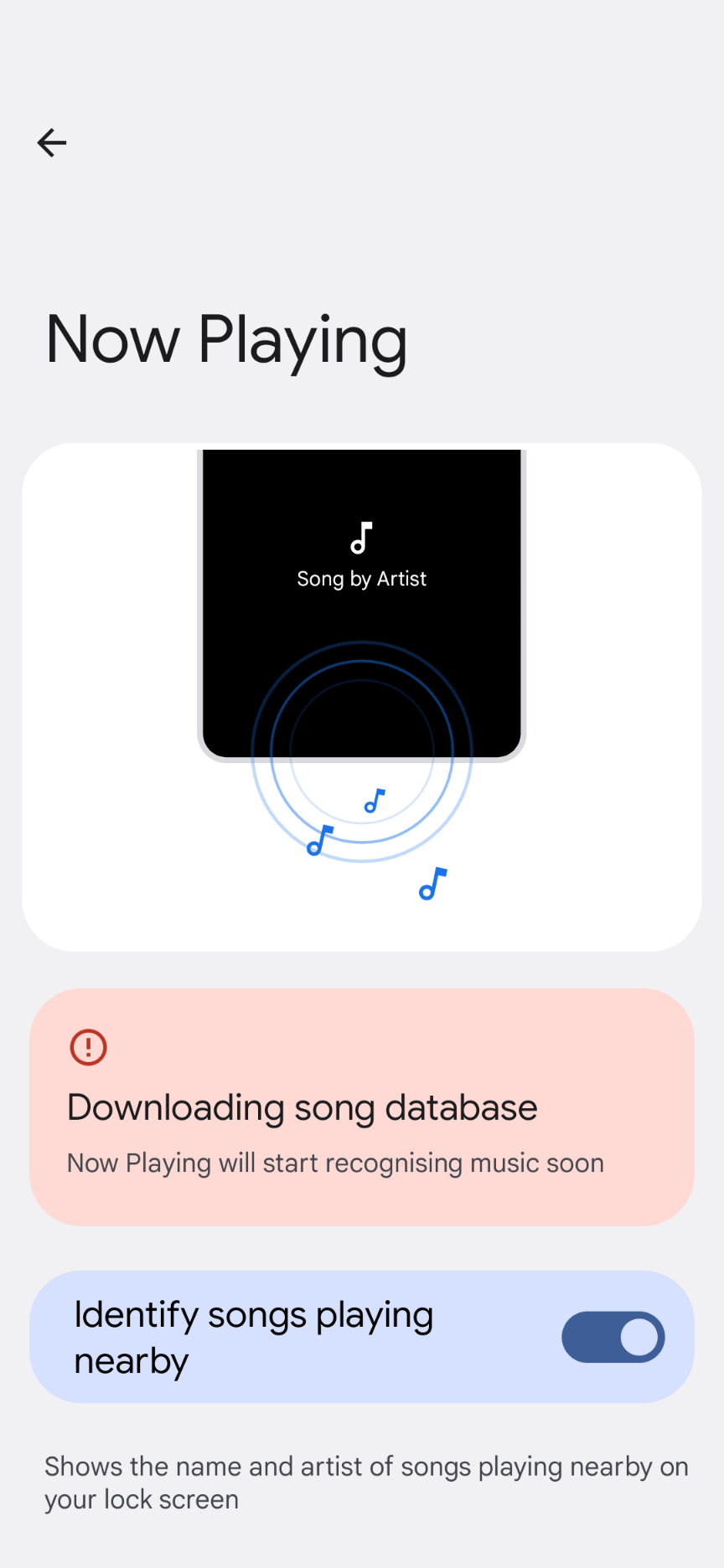 Now Playing is stuck on downloading song database - Google Pixel Community