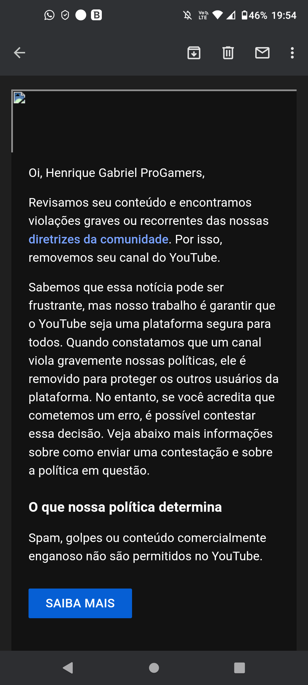 tá, e eu que fui banida pq o cara tava spammando TÁ ( e geral do