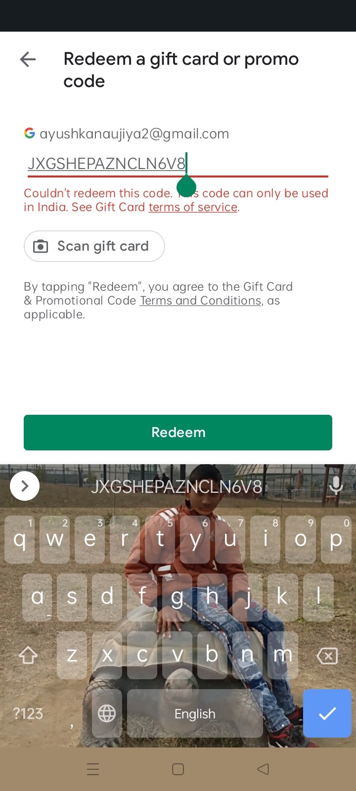I messed up the redemption code - Google Play Community