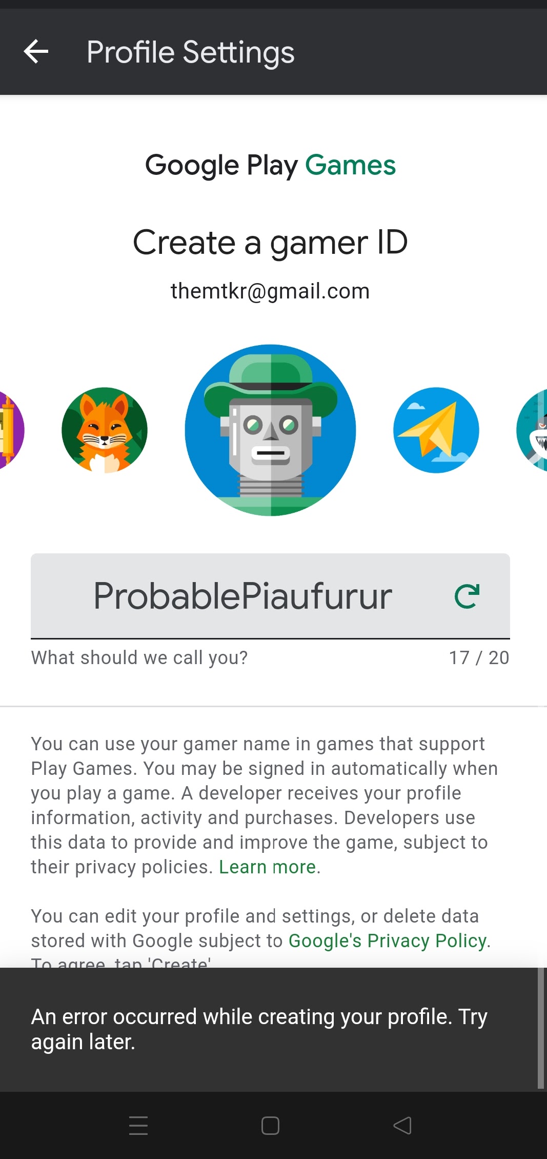 Game profile - Google Play Community