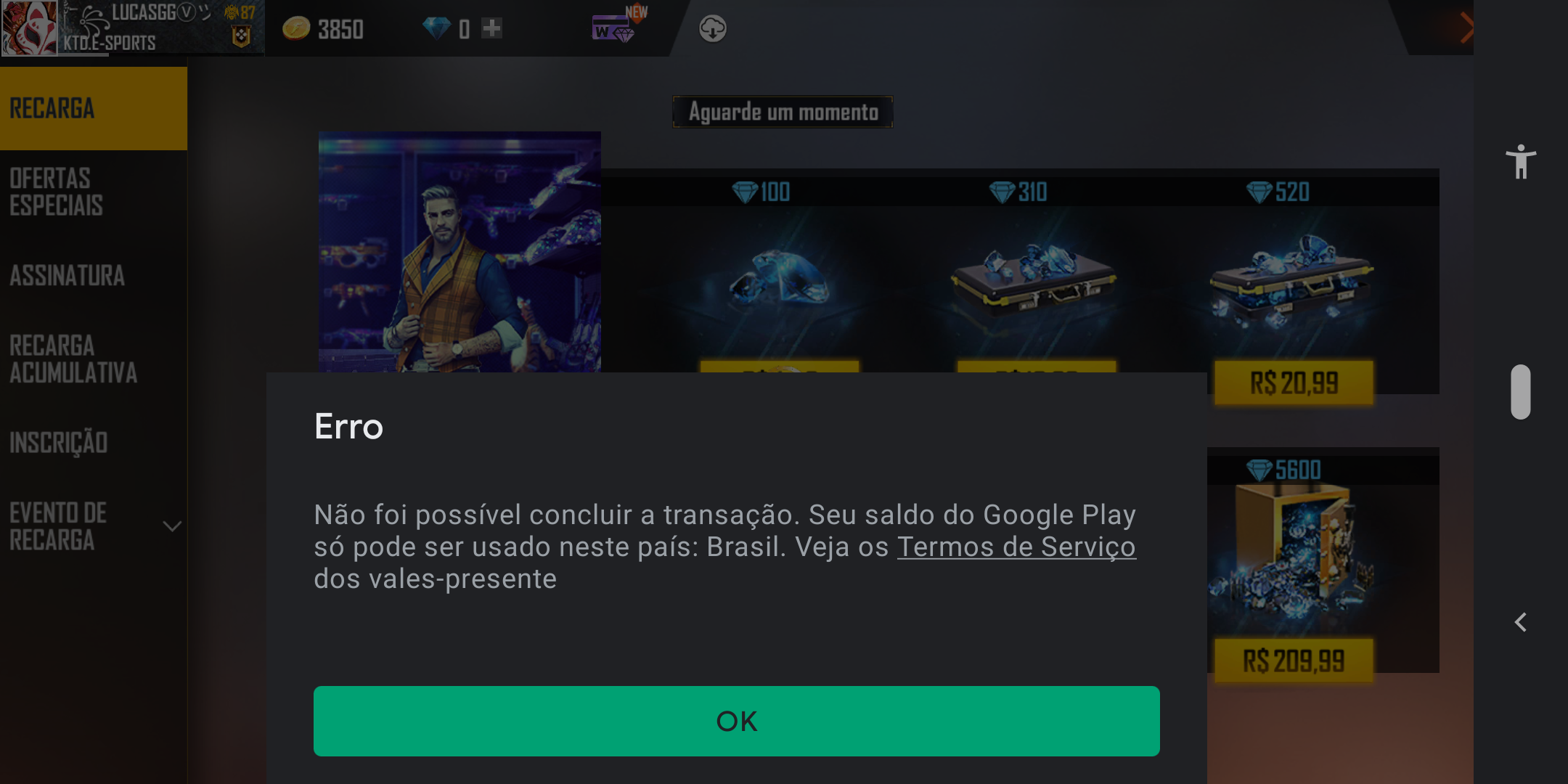 Comprei diamante e não chegou! – Free Fire Suporte