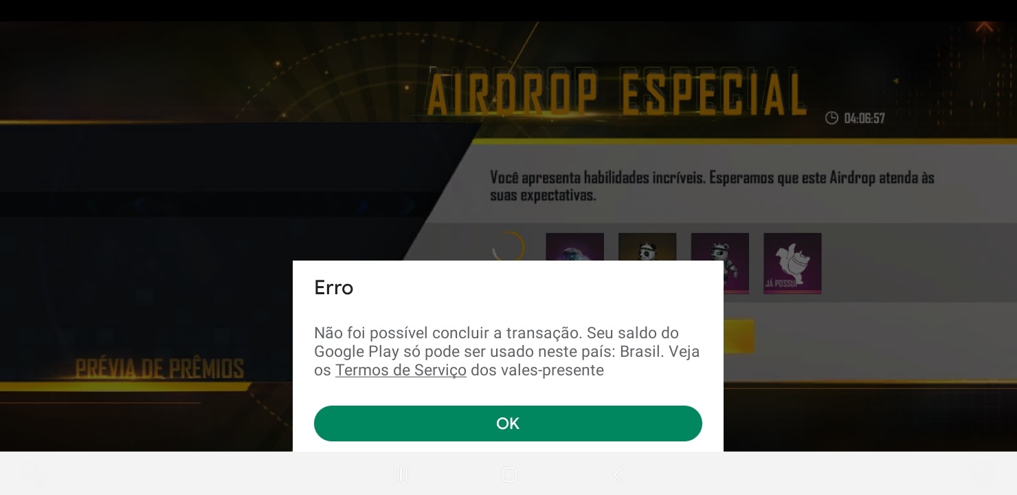 Erro de compra de diamante no Free fire - Comunidade Google Play