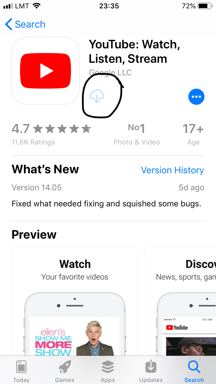 I Cannot Downlaod Youtube On Appstore Because The Cloud Is Faded Youtube Community