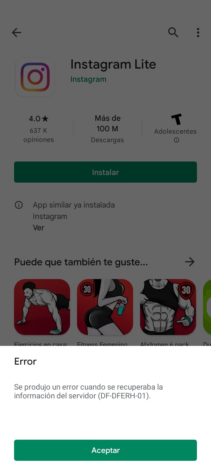 Me da error a la hora de descargar cualquier app - Comunidad de Google Play