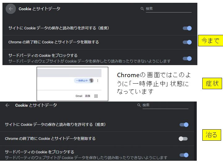 Chromeの画面ではこのように 一時停止中 状態になっています Google Chrome コミュニティ