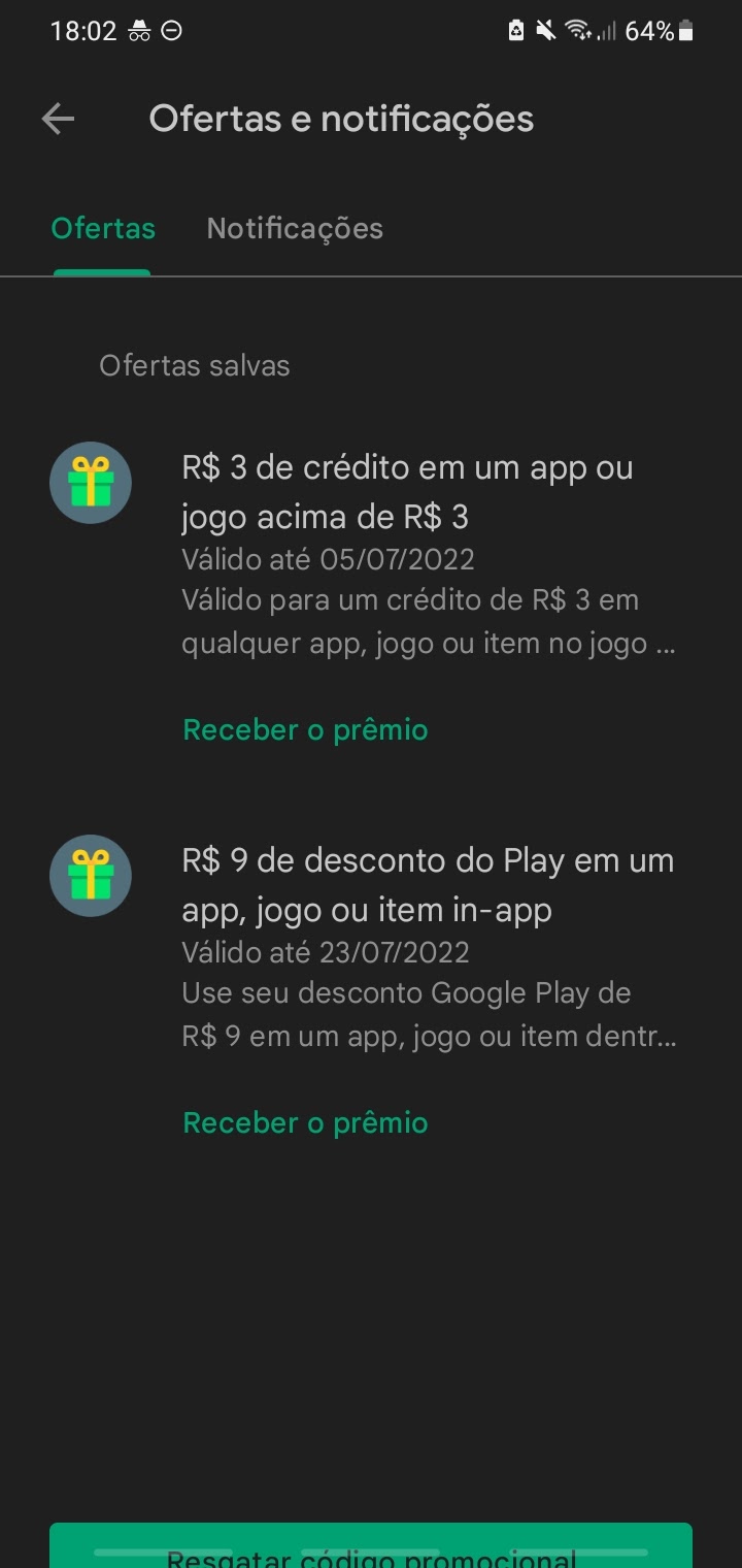 não consigo resgatar meu código vale presente na google play - Comunidade Google  Play