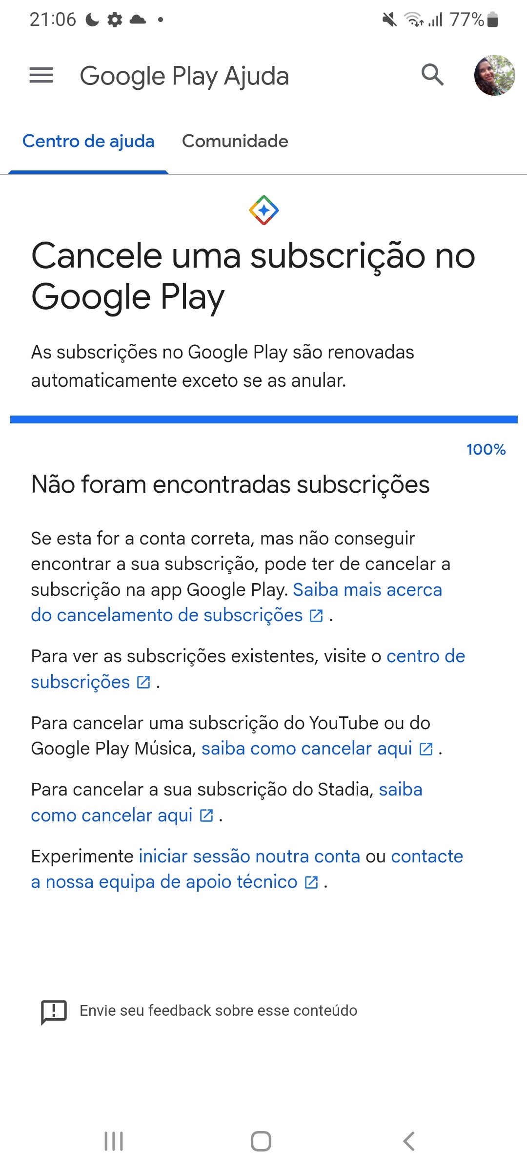 cancelamento de assinatura - Comunidade Google Play