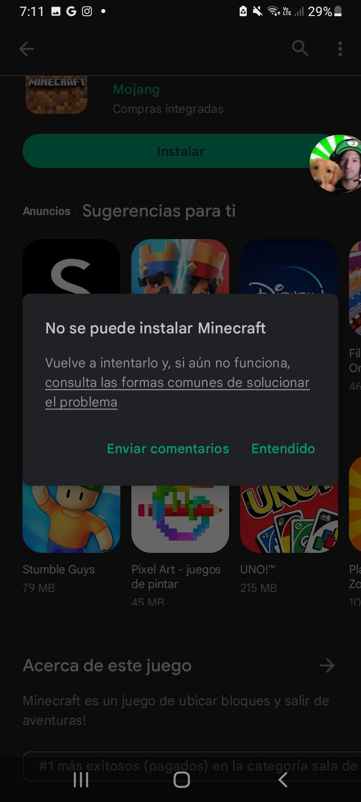 No puedo descargar maicraf - Comunidad de Google Play