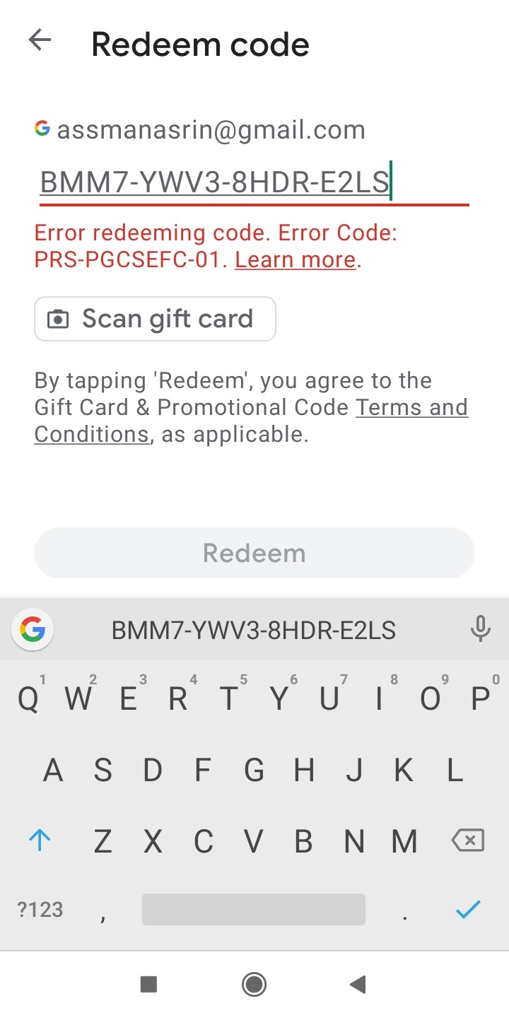 We need more information reedem your gift card - Google Play Community