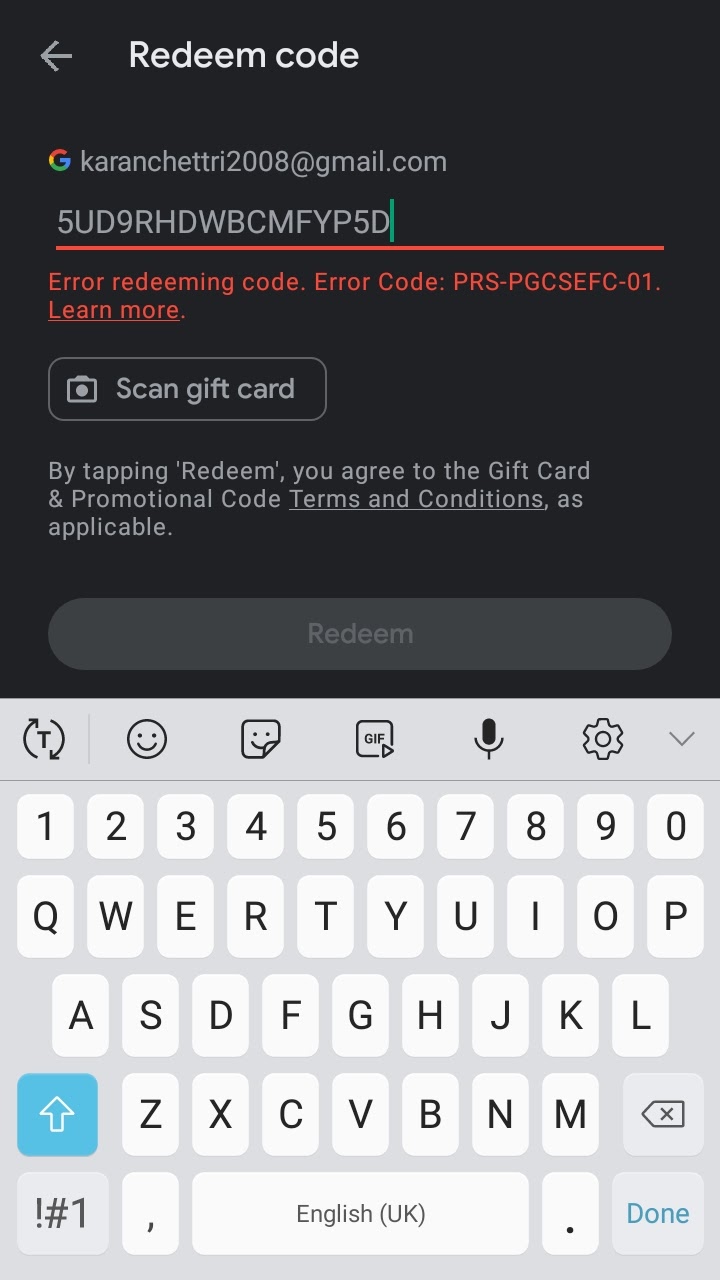 We need more info your redeem code gift card - Google Play Community