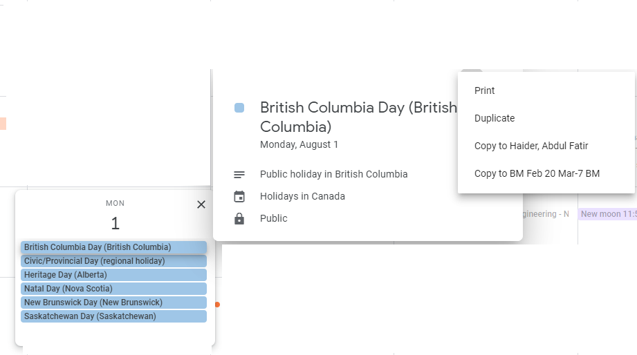 Using Canada Calendar (shows 6 province) and can't delete events from  Calendar - Google Calendar Community
