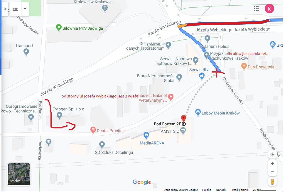 wybickiego kraków mapa Prowadzenie nawigacji przez zamknięta ulice   Mapy Google Community