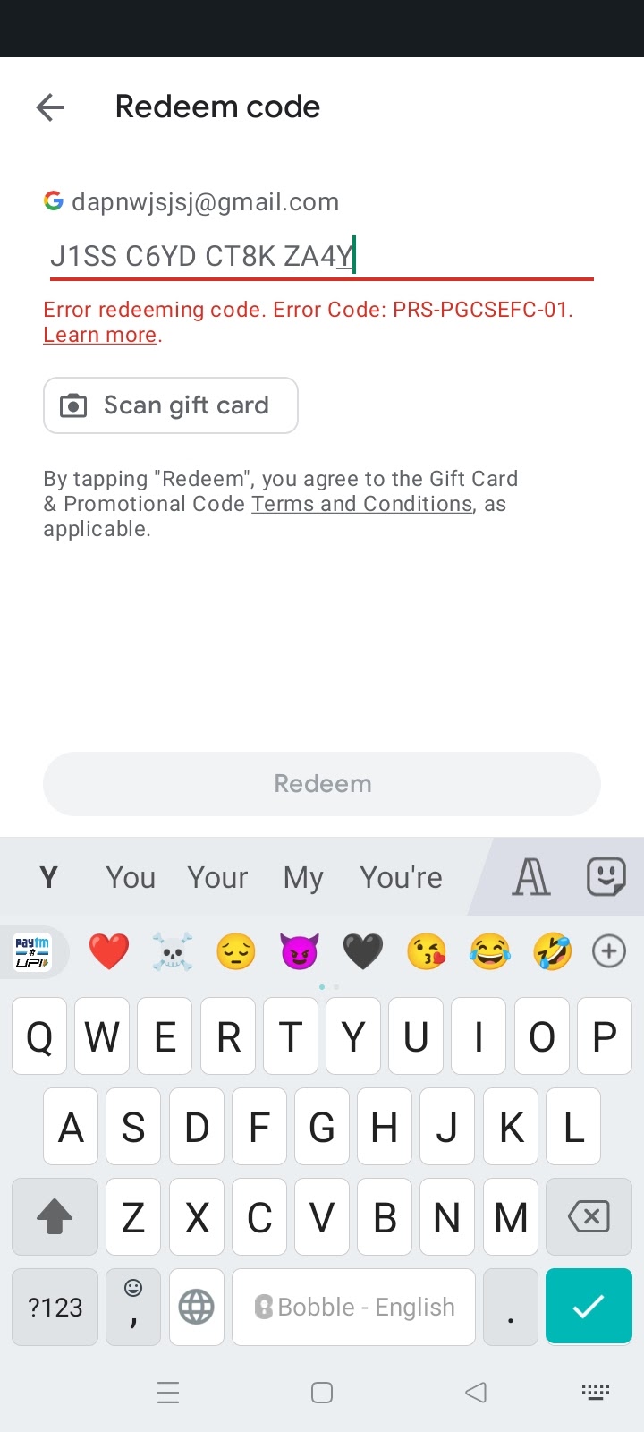 We need more information reedem your gift card - Google Play Community