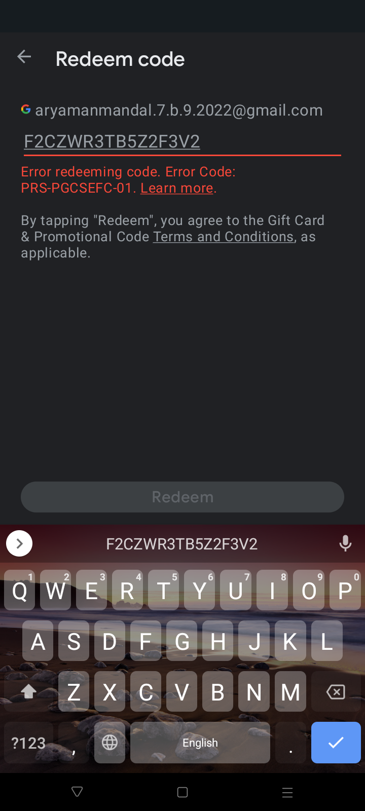 We need more information reedem your gift card - Google Play Community
