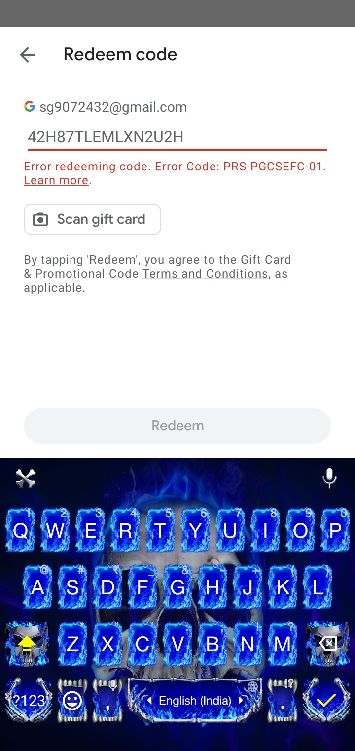 Redeem code not redeem - Google Play Community