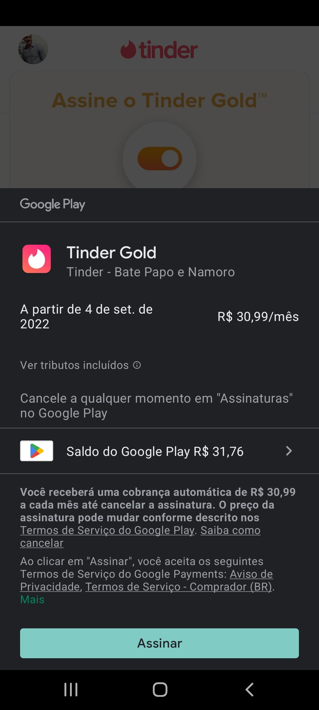 Como cancelar assinatura do Tinder Gold? - Comunidade Google Play