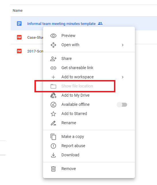 move location of google drive folder