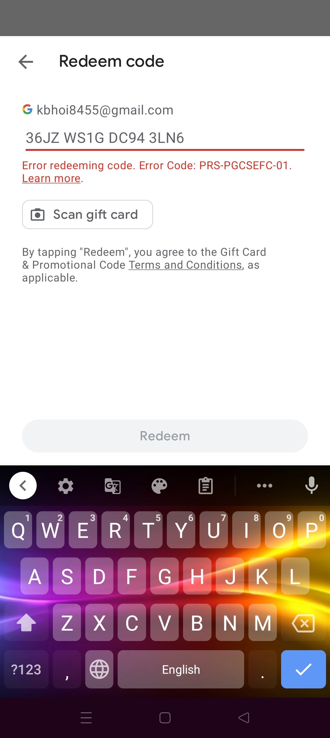 We need more info your redeem code gift card - Google Play Community