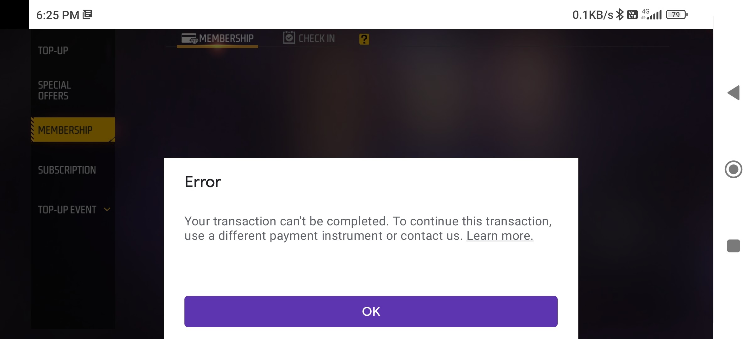 Free fire top up err transaction cannot completed - Google Play Community