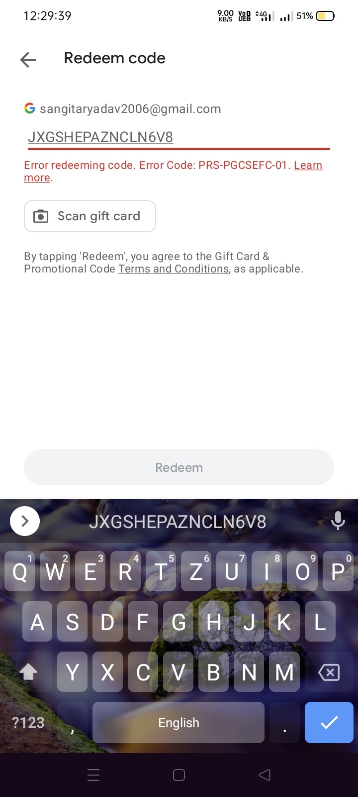 We need more information reedem your gift card - Google Play Community